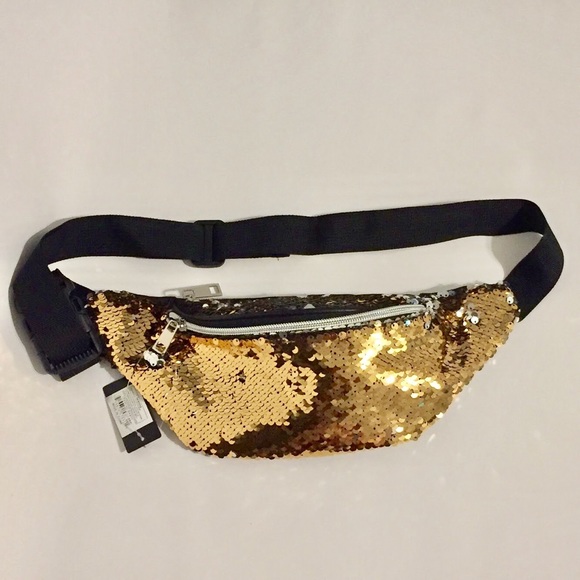 gold sequin bum bag